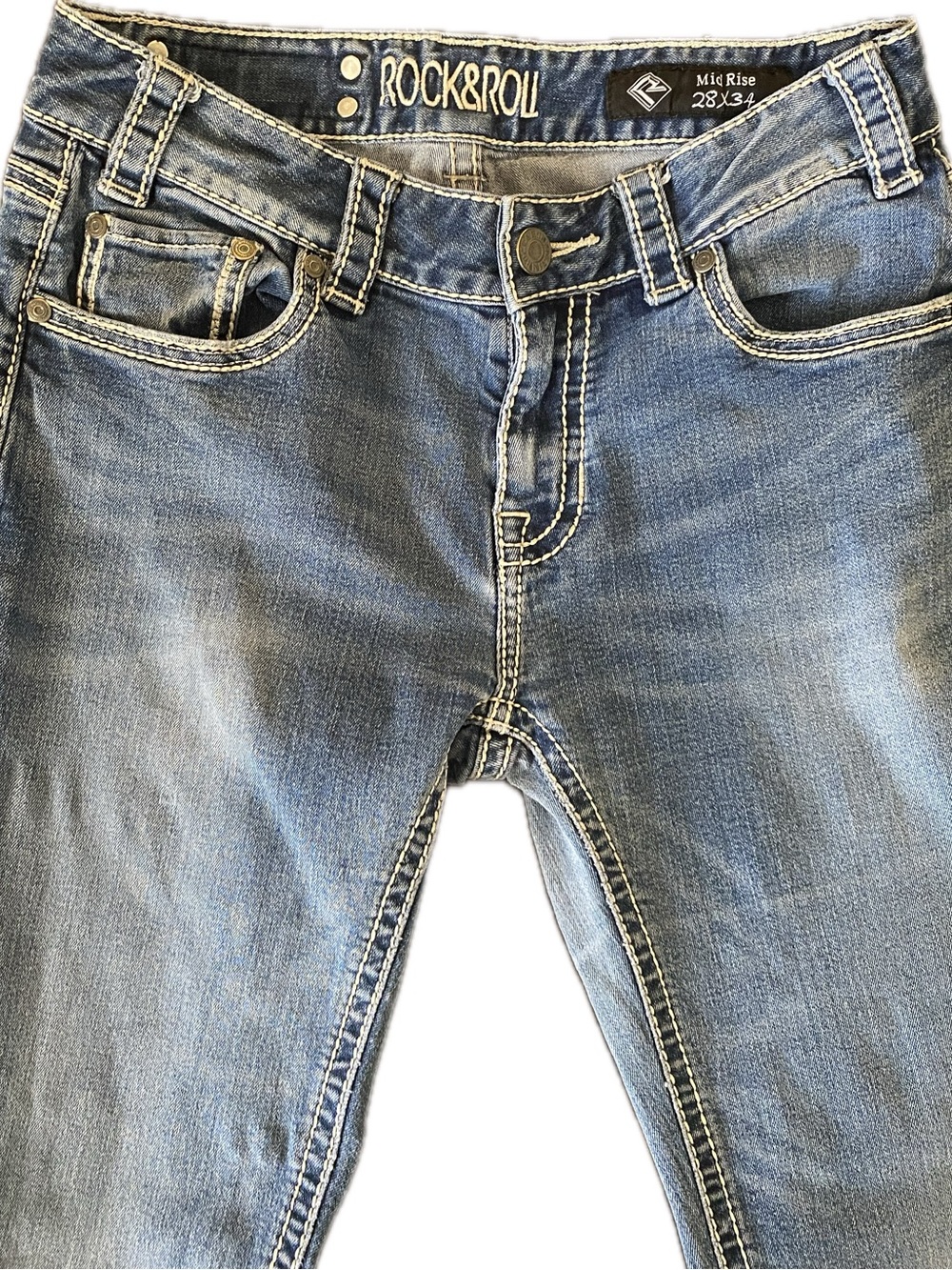 Rock & Roll Cowgirl 28 Bootcut Jeans Mid Rise Embroidered Western Denim